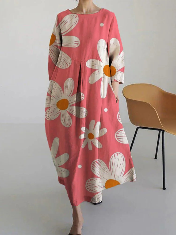 LOÏS - Korte Mouwen Lichte Bloemige Jurk