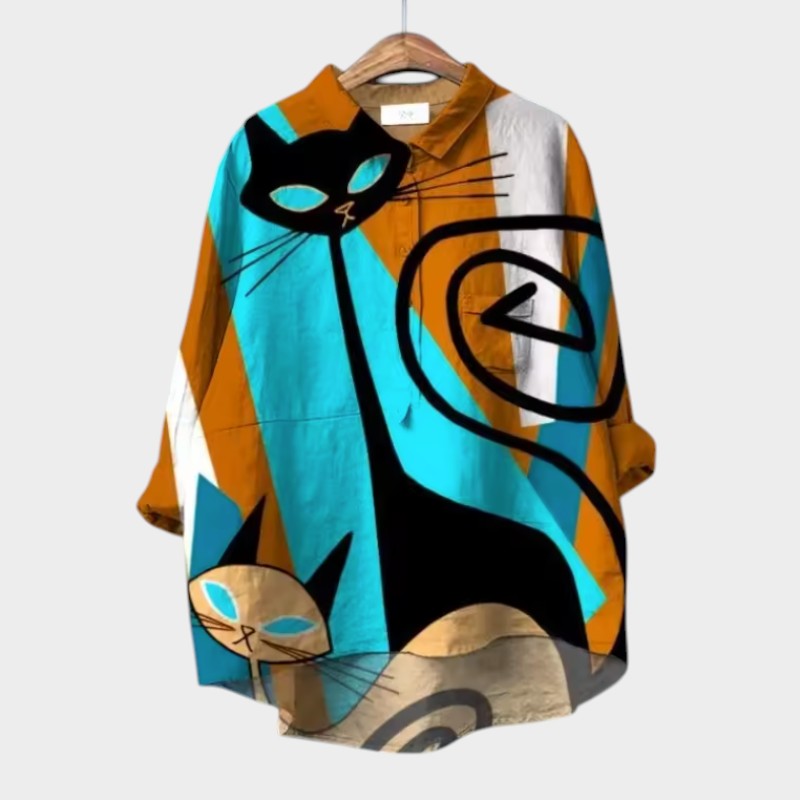 Liliana – Kleurrijke kattenblouse casual