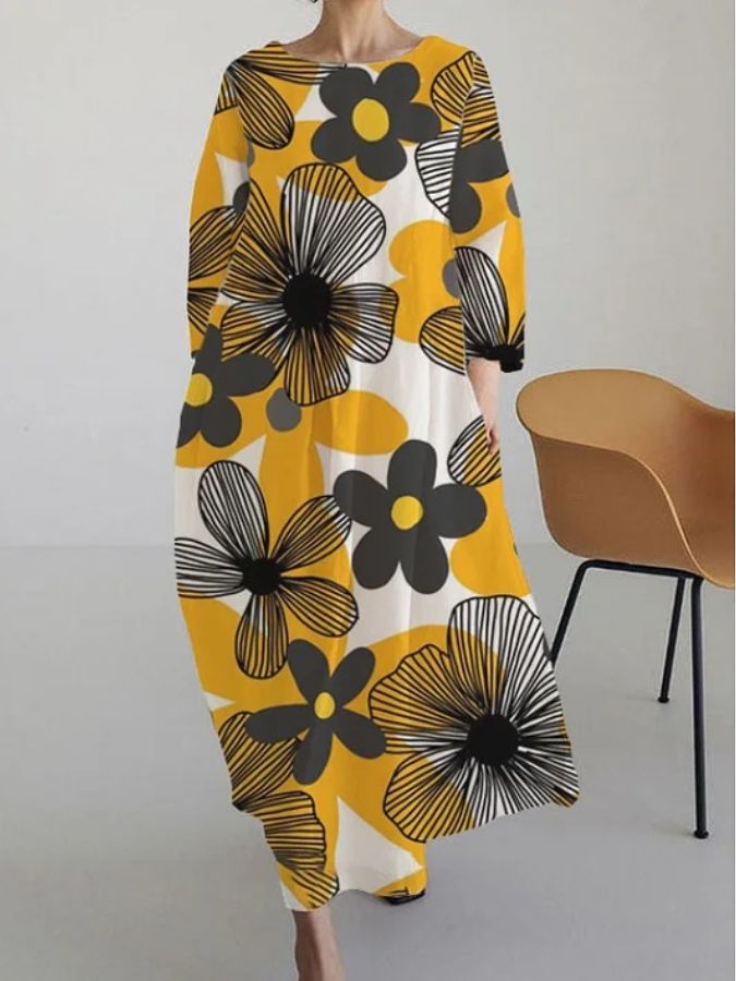 JUNI - V-Hals Jurk met Delicate Bloemenprint