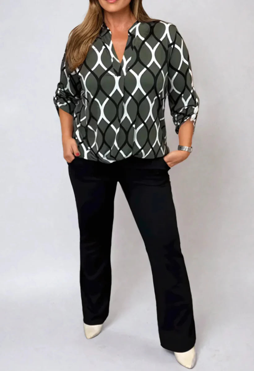 Jannita - Casual Blouse met Lange Mouwen en Elegant Patroon