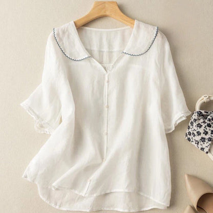 Adèle - Verfrissende Linnen Blouse