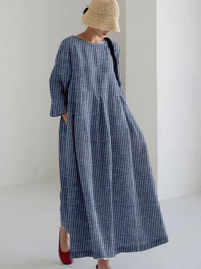 THEA - RETRO GESTREEPTE LOSSE JURK