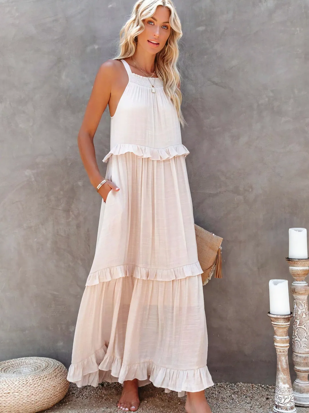 Elira – Gerimpelde Laag Maxi Jurk