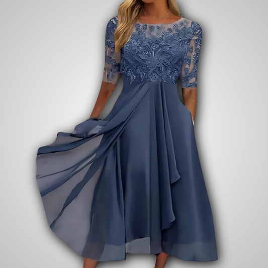 Rhonda – Elegante Kant Midi Jurk