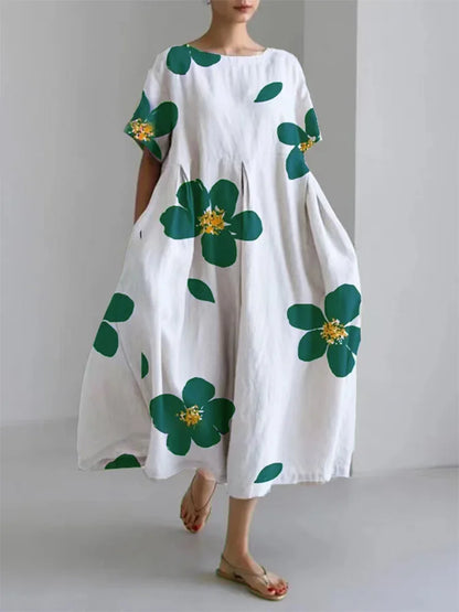 NORA - BLOEMENPRINT RONDE HALS JURK