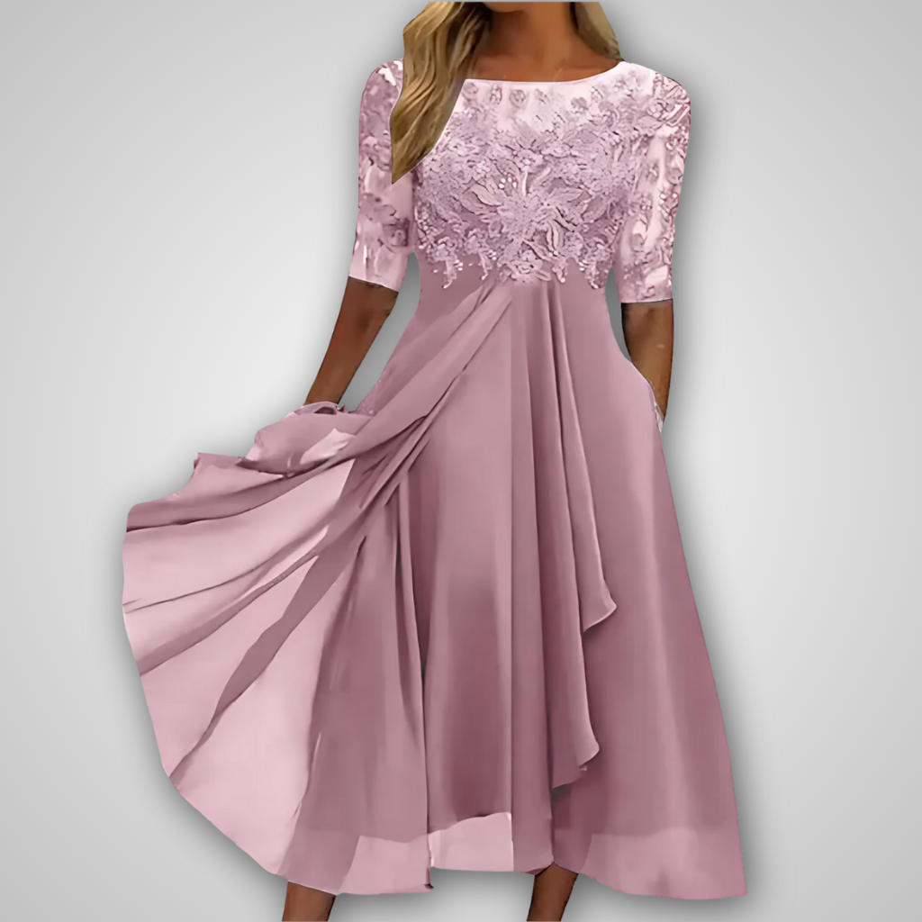 Rhonda – Elegante Kant Midi Jurk