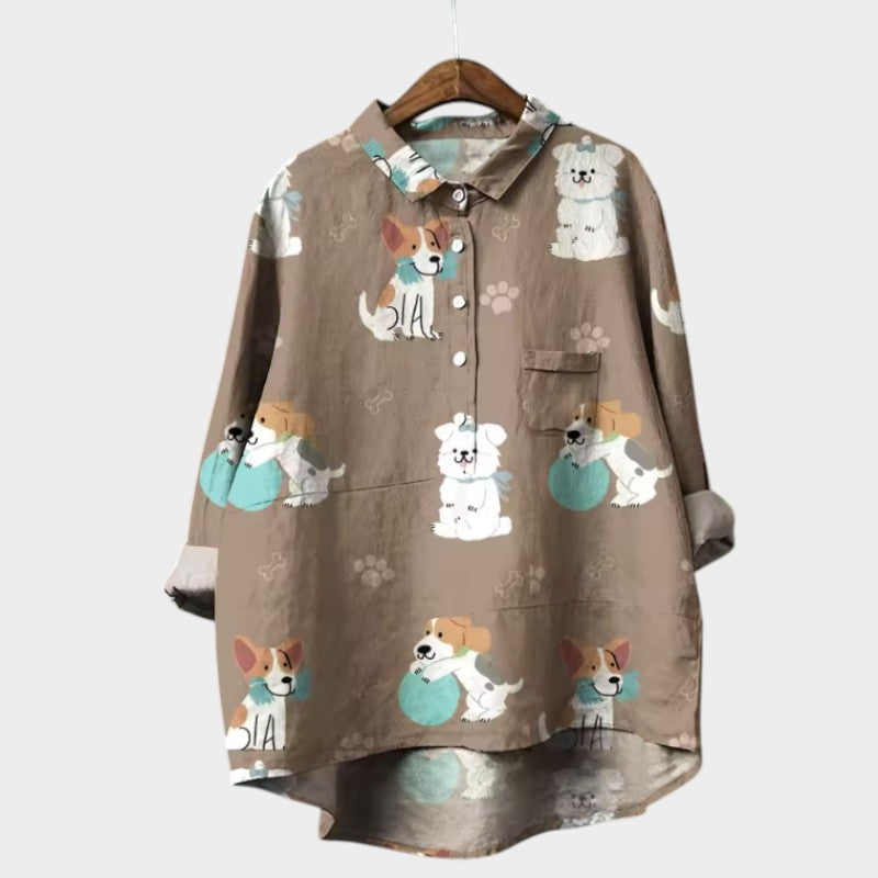 Marianella – Blouse met hondenprint