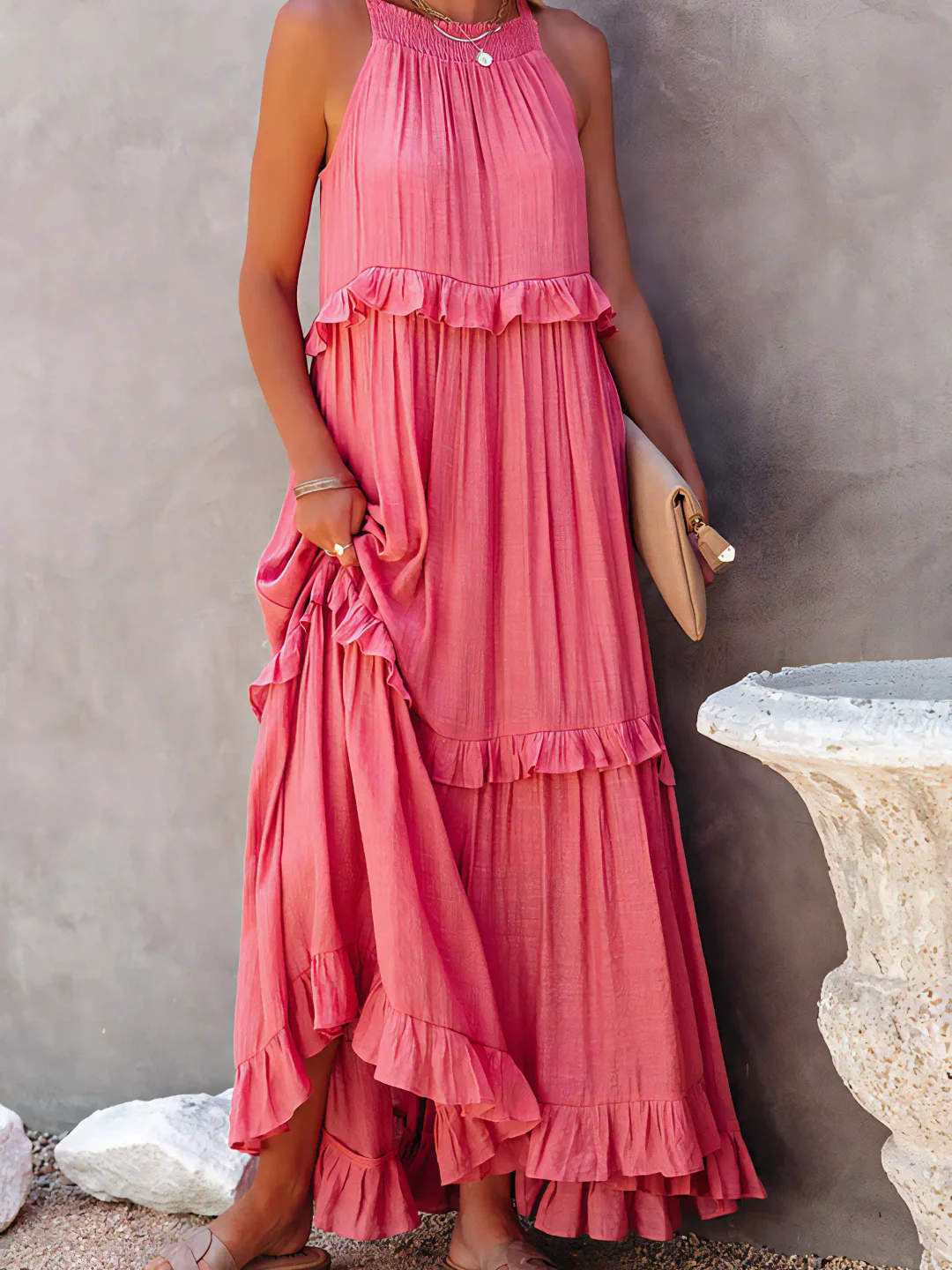 Elira – Gerimpelde Laag Maxi Jurk