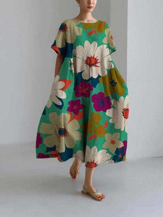 LILY - KLEURRIJKE BLOEMEN MIDI JURK