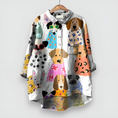 Camilla – Artistieke damesblouse print