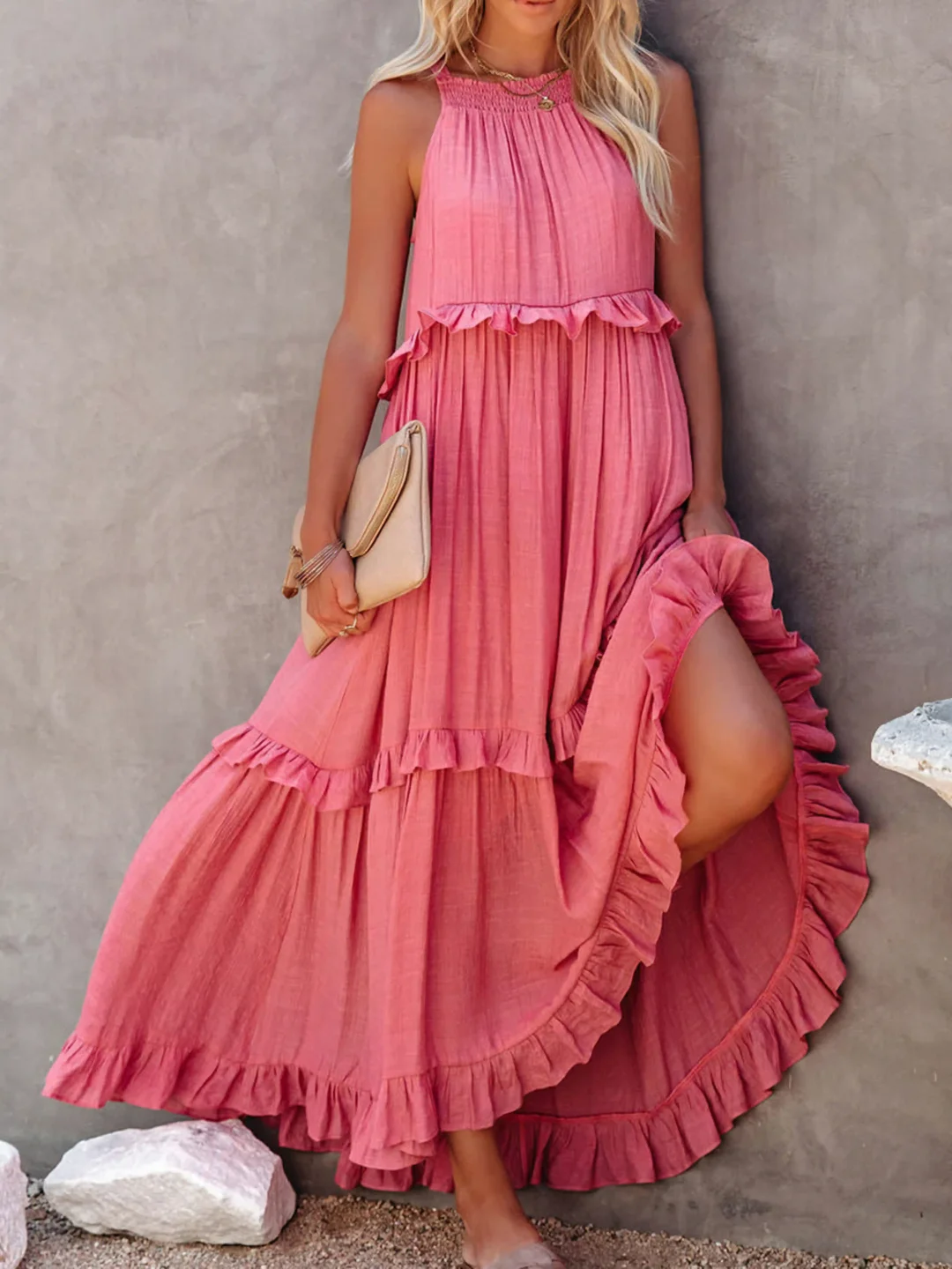 Elira – Gerimpelde Laag Maxi Jurk