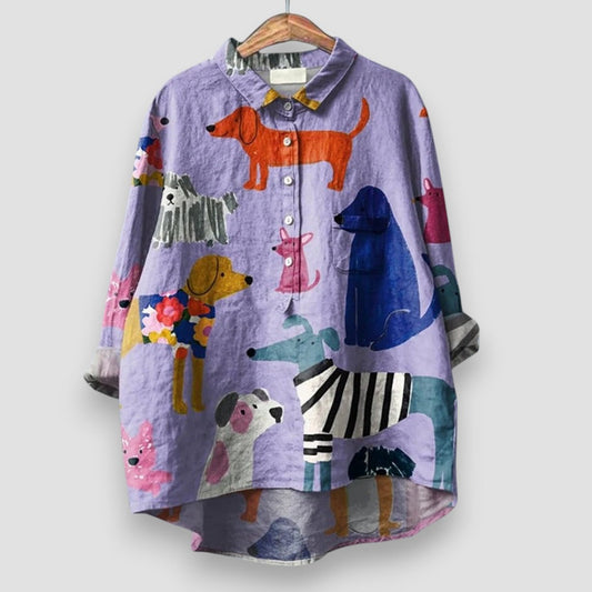 Camilla – Artistieke damesblouse print
