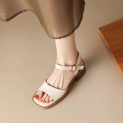Sarena – Retro Vierkante Teen Franse Sandalen