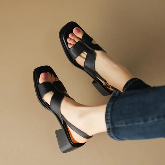 Delora – Vierkante Teen Sandalen voor de Hele Dag