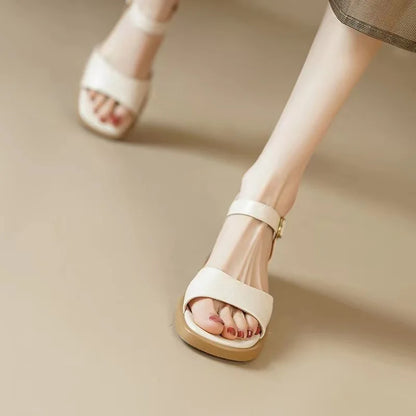 Sarena – Retro Vierkante Teen Franse Sandalen
