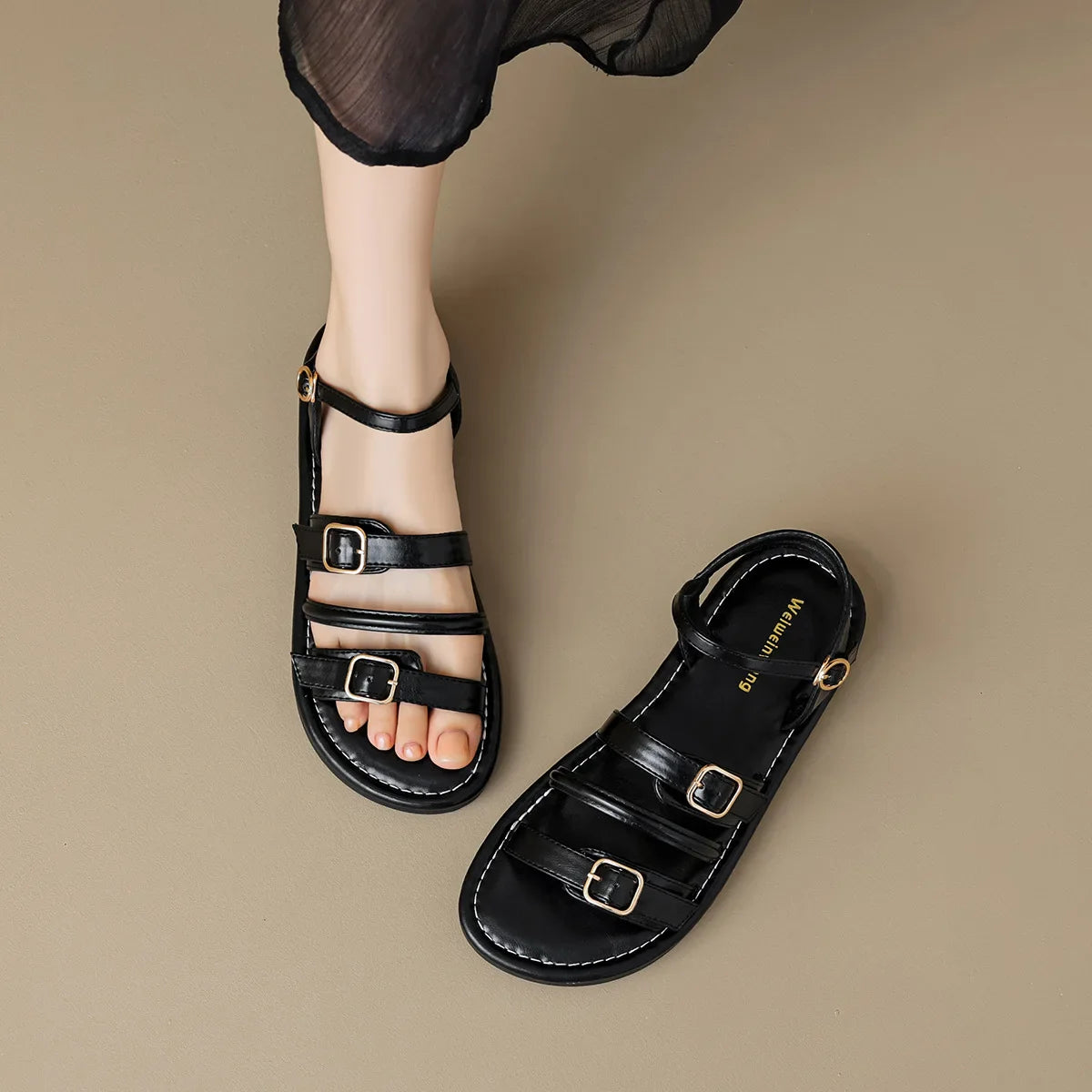 Naya – Romeins Geïnspireerde Platte Sandalen