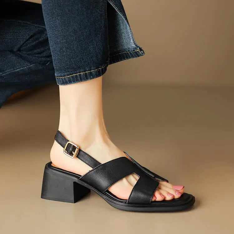 Delora – Vierkante Teen Sandalen voor de Hele Dag