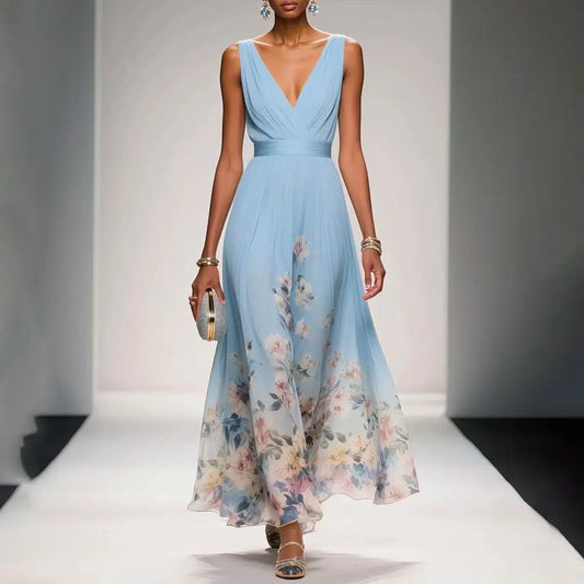Calina – Halter Bloemen Maxi Jurk