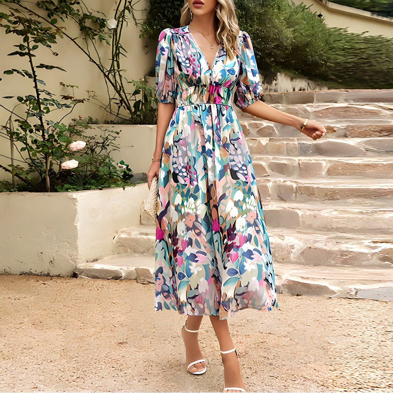 Jenny - Elegante Lente Midi Jurk