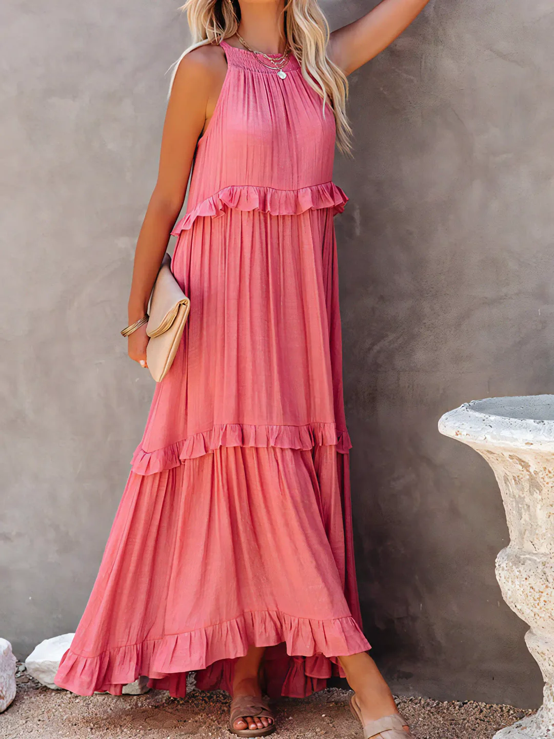 Elira – Gerimpelde Laag Maxi Jurk