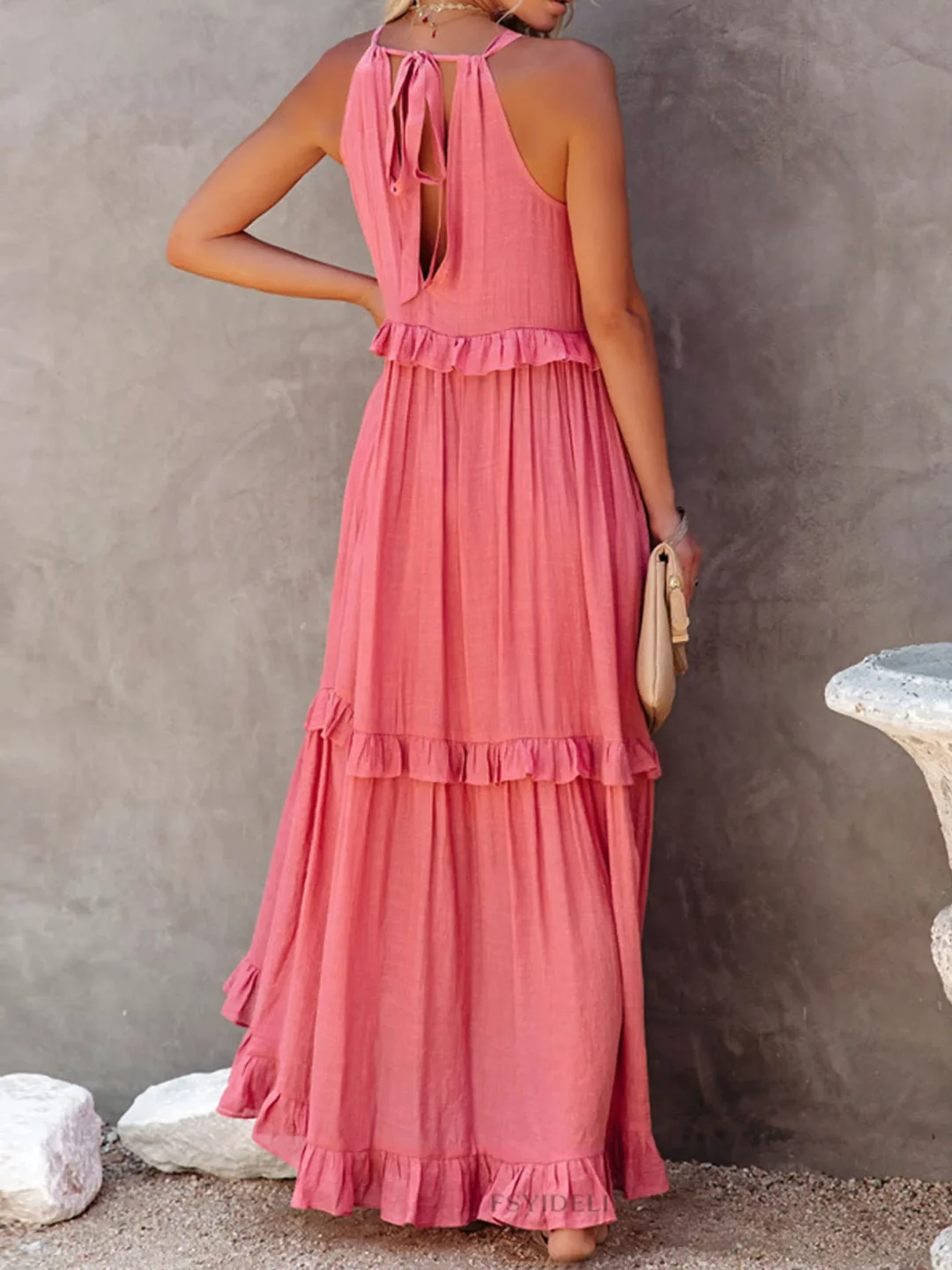 Elira – Gerimpelde Laag Maxi Jurk