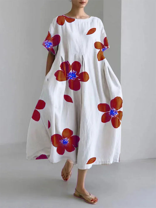 NORA - BLOEMENPRINT RONDE HALS JURK
