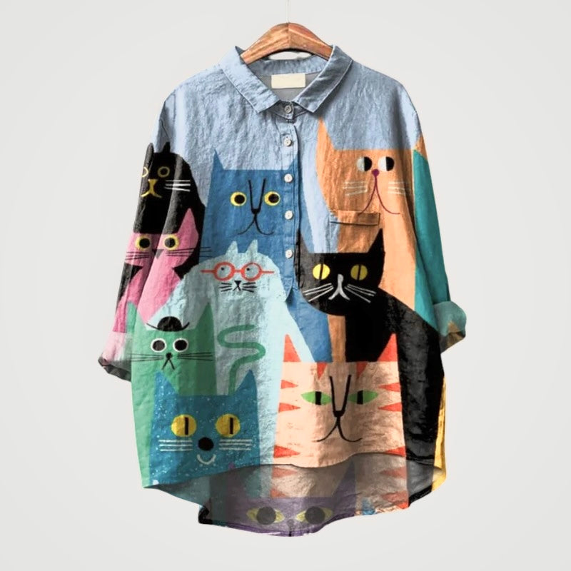 Liliana – Kleurrijke kattenblouse casual