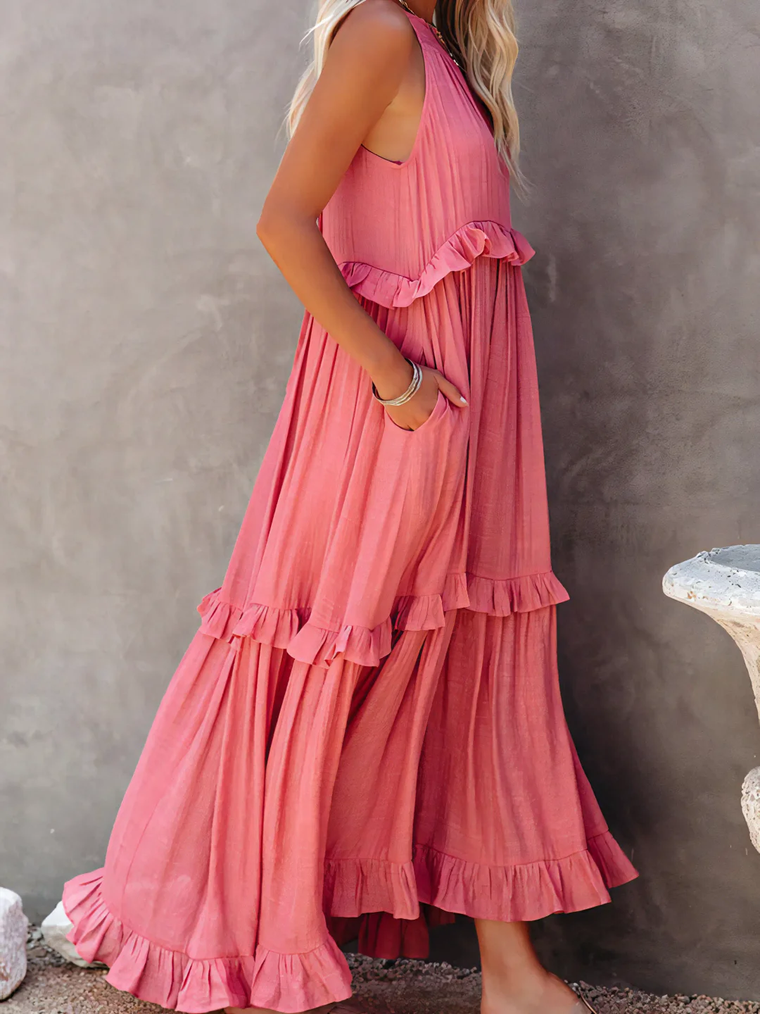 Elira – Gerimpelde Laag Maxi Jurk