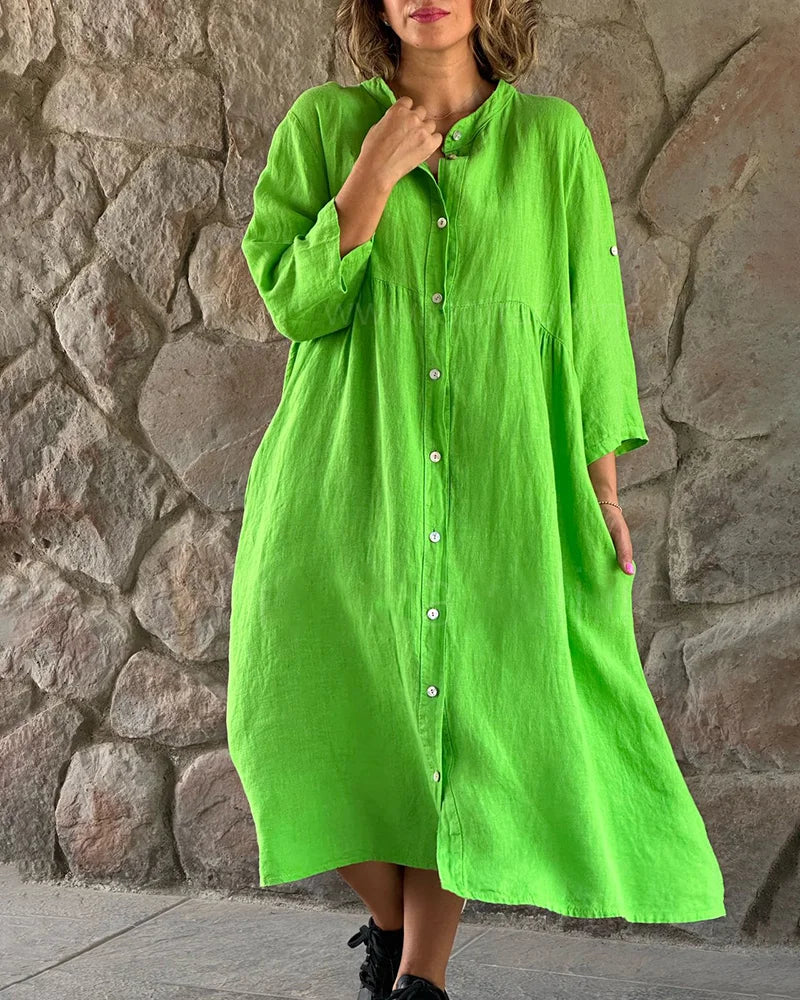 Calla – Ibiza Style Casual Enkelhoogte Overhemdjurk