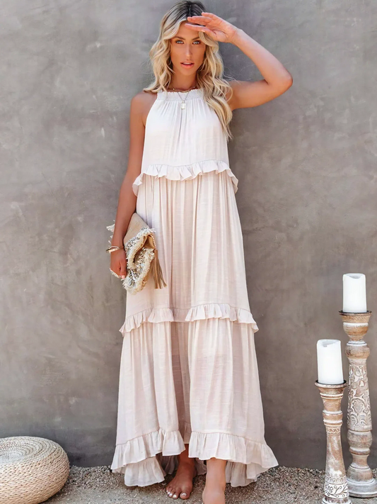Elira – Gerimpelde Laag Maxi Jurk