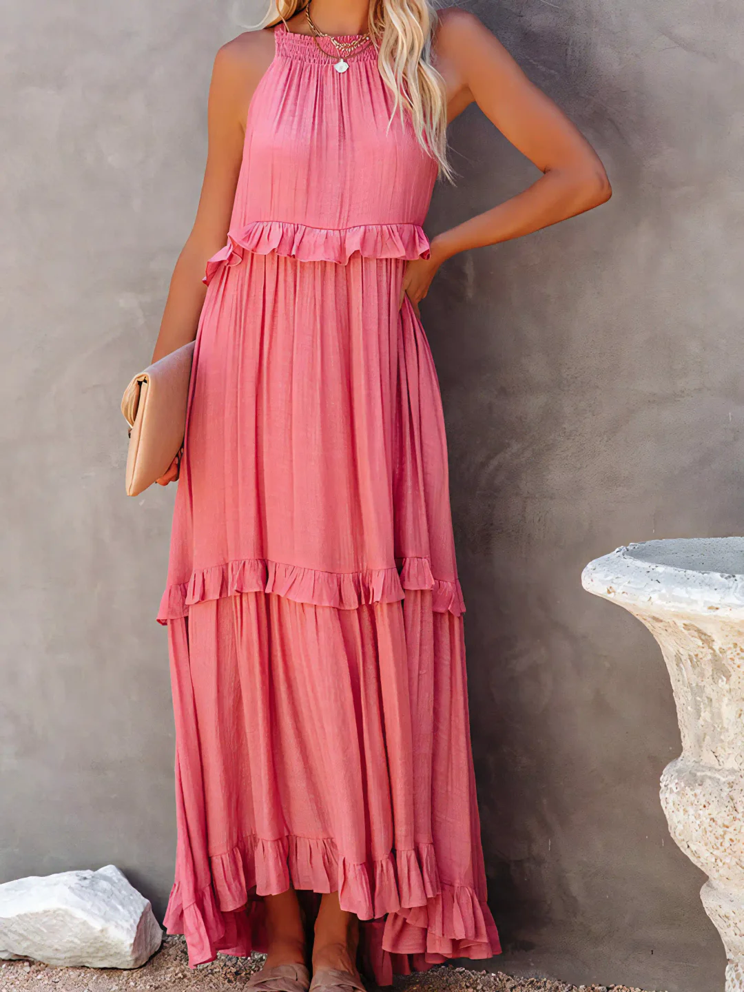 Elira – Gerimpelde Laag Maxi Jurk