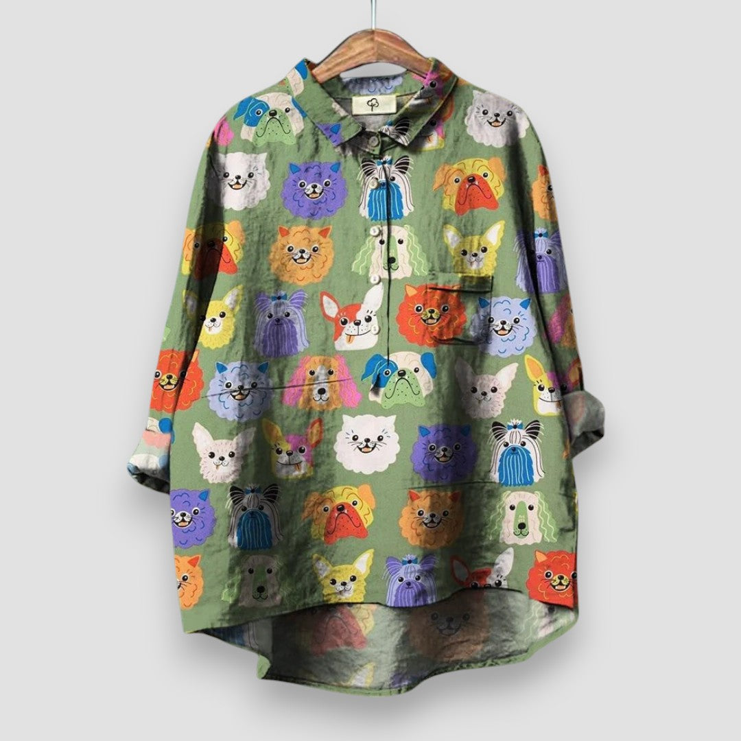 Camilla – Artistieke damesblouse print