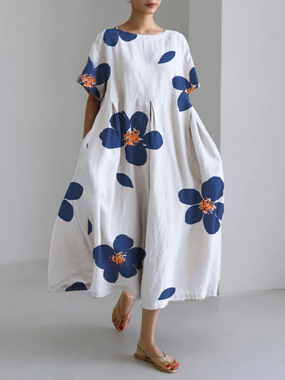 NORA - BLOEMENPRINT RONDE HALS JURK