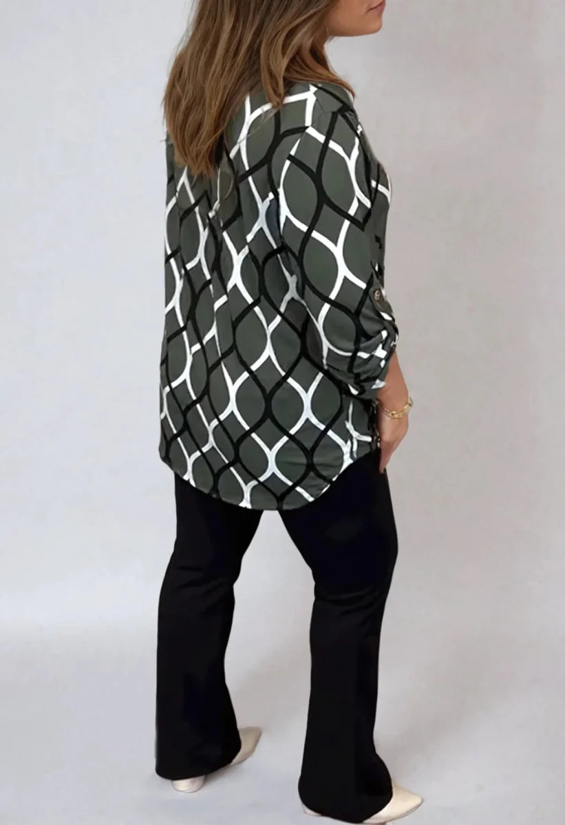 Jannita - Casual Blouse met Lange Mouwen en Elegant Patroon
