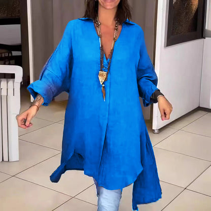 Melis - Lichte Zomerblouse van Katoen en Linnen met V-hals